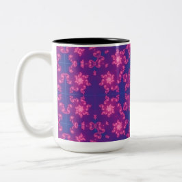 Roze en Paarse Mandela Ronde Snowflakes Tweekleurige Koffiemok