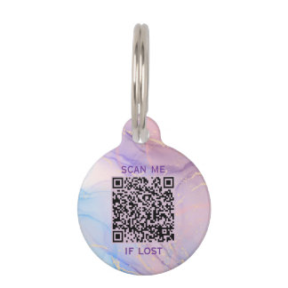 Roze en Paarse Marmer Aangepaste QR Code Huisdier Huisdierpenning