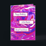 Roze en Paarse marmer Art Happy Birthday Friend Kaart<br><div class="desc">Gepersonaliseerde Happy Birthday voor de beste vriendenkroze en paarse gedraaide blanco kaart met marmer-vloeistof.</div>