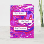 Roze en Paarse marmer Art Happy Birthday Friend Kaart<br><div class="desc">Gepersonaliseerde Happy Birthday voor de beste vriendenkroze en paarse gedraaide blanco kaart met marmer-vloeistof.</div>