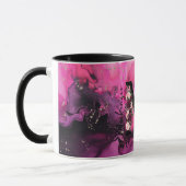 Roze en Paarse Marmer Monogram Letter M Mok (Links)