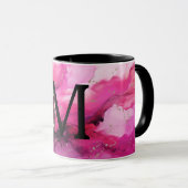 Roze en Paarse Marmer Monogram Letter M Mok (Voorkant rechts)