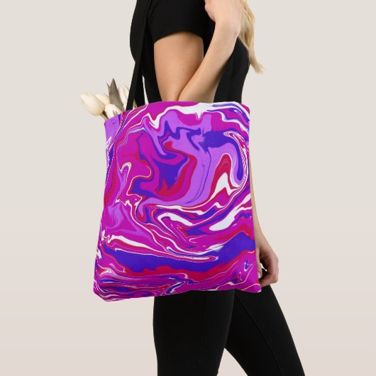 Roze en Paarse marmer Swirls Tote Bag (Dichtbij)