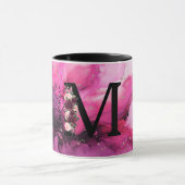 Roze en Paarse Marmeren Monogram Letter M Mok (Midden)