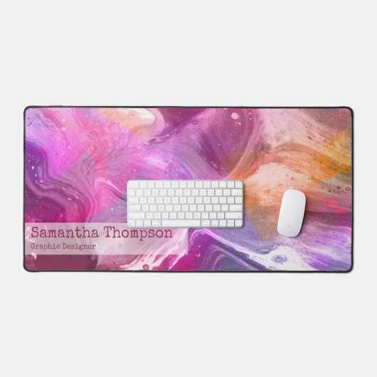 Roze en Paarse Marmeren Naam en Beroep Bureaumat (Keyboard & Muis)