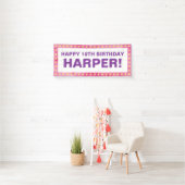 Roze en Paarse Marquee Verjaardagsbanner Spandoek (Insitu)