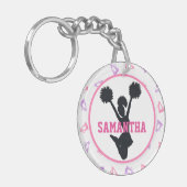 Roze en Paarse Megaphones Cheerleader Foto Sleutelhanger (Voorkant Links)