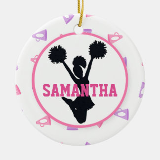 Roze en Paarse Megaphones Cheerleader Keramisch Ornament