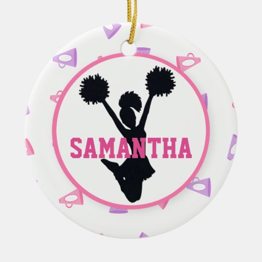 Roze en Paarse Megaphones Cheerleader Keramisch Ornament (Voorkant)