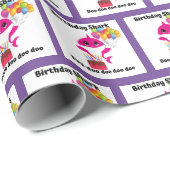 Roze en Paarse Meisje baby Haai inpakpapier (Rol Hoek)