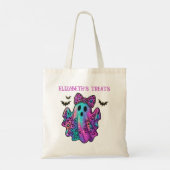 Roze en Paarse meisje geest met boog Trick or trea Tote Bag (Achterkant)