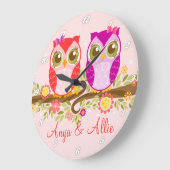 Roze en Paarse meisjes - Aangepaste wandklok (Hoek)