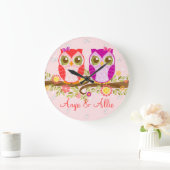 Roze en Paarse meisjes - Aangepaste wandklok (Huis)
