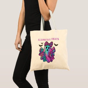 Roze en Paarse Meisjes Geest Met Boog Trick or Tre Tote Bag