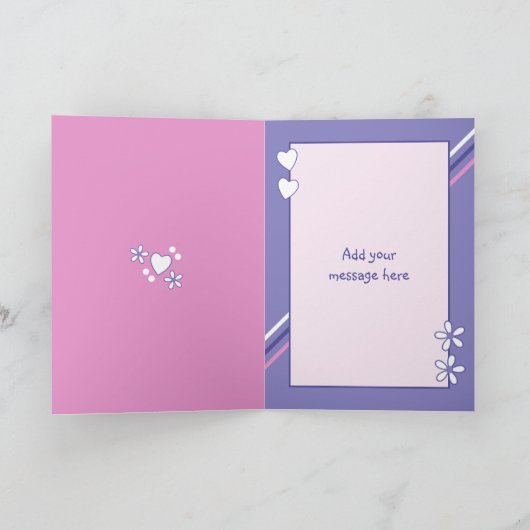 Roze en paarse met foto mummie verjaardag kaart (Binnen)