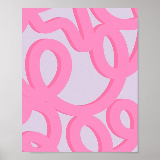 Roze en Paarse mid-eeuwse Abstracte lijnen Poster (Voorkant)