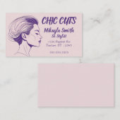 Roze en Paarse minimalistische tekening van het ho Visitekaartje (Voorkant / Achterkant)