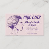 Roze en Paarse minimalistische tekening van het ho Visitekaartje (Voorkant)