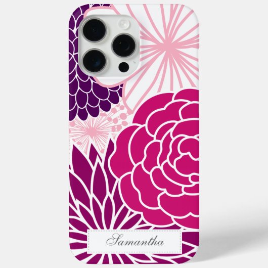 Roze en Paarse Mod Floral Case-Mate iPhone Case (Achterkant)