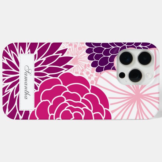Roze en Paarse Mod Floral Case-Mate iPhone Case (Achterkant (horizontaal))