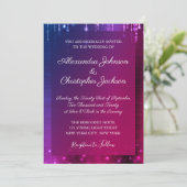 Roze en Paarse Moderne Glitter Bruiloft Kaart (Staand voorkant)