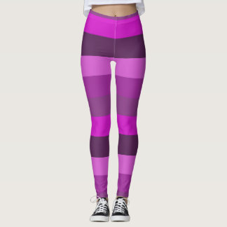 Roze en paarse monochrome strepenpatroon leggings