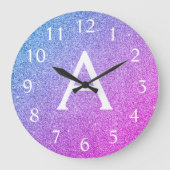 Roze en Paarse monogram Grote Klok (Voorkant)