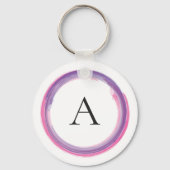Roze en Paarse Monogram Moderne Sleutelhanger (Voorkant)