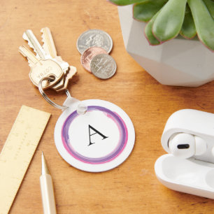 Roze en Paarse Monogram Moderne Sleutelhanger