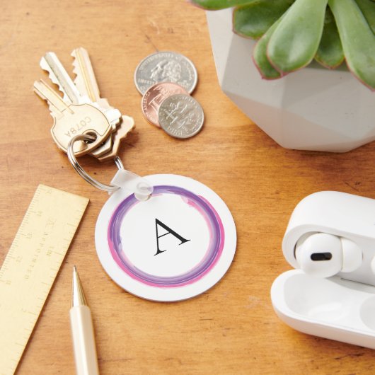 Roze en Paarse Monogram Moderne Sleutelhanger (Bureau)