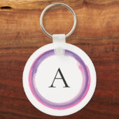 Roze en Paarse Monogram Moderne Sleutelhanger (Voorkant)