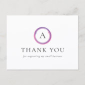 Roze en Paarse Monogram Moderne Zakelijke Dankjewe Briefkaart (Voorkant)