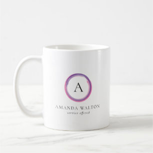 Roze en Paarse Monogram Moderne Zakelijke Koffiemok
