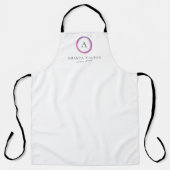 Roze en Paarse Monogram Moderne Zakelijke Schort (Voorkant)
