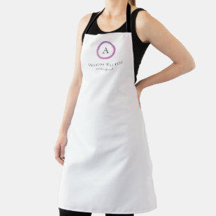 Roze en Paarse Monogram Moderne Zakelijke Schort