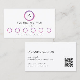Roze en Paarse Monogram QR-code Modern Klantenkaartje