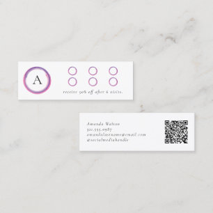 Roze en Paarse Monogram QR-code Modern Klantenkaartje