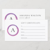 Roze en Paarse Monogram Zakelijk Cadeaubon (Voorkant / Achterkant)