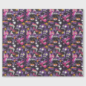 Roze en Paarse Monsters Halloween Cadeaupapier (Vlak)