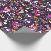 Roze en Paarse Monsters Halloween Cadeaupapier (Hoek)