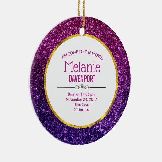 Roze en Paarse mousserende glitter Gemstenen geboo Keramisch Ornament (Rechts)