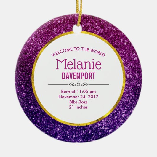 Roze en Paarse mousserende glitter Gemstenen geboo Keramisch Ornament (Voorkant)