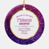 Roze en Paarse mousserende glitter Gemstenen geboo Keramisch Ornament (Achterkant)