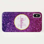 Roze en Paarse mousserende glitter Gemstenen Monog Case-Mate iPhone Case (Achterkant (horizontaal))