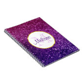 Roze en Paarse mousserende glitter Gemstenen Monog Notitieboek (Rechterzijde)