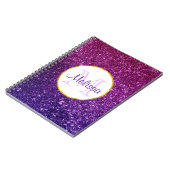 Roze en Paarse mousserende glitter Gemstenen Monog Notitieboek (Linkerzijde)