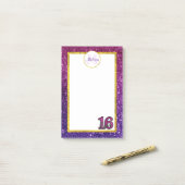 Roze en Paarse mousserende glitter Gemstenen Monog Post-it® Notes (Op bureau)