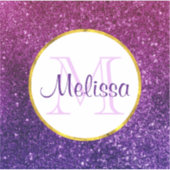 Roze en Paarse mousserende glitter Gemstenen Monog Sticker (Voorkant)