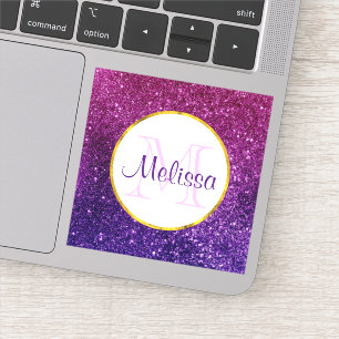 Roze en Paarse mousserende glitter Gemstenen Monog Sticker