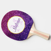 Roze en Paarse mousserende glitter Gemstenen Monog Tafeltennisbatje (Zijkant)